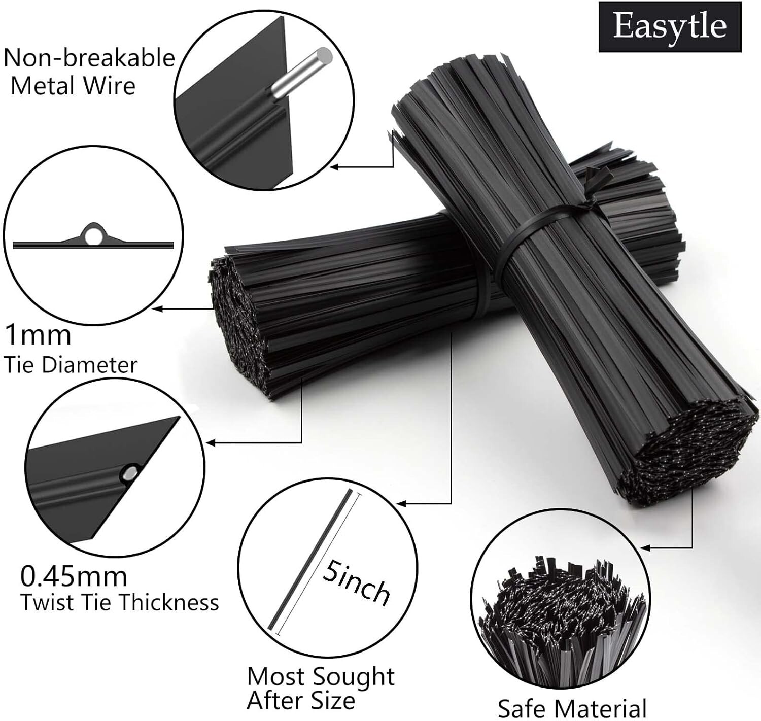 400 Pcs Twist Ties for Bags 5″ Cable Ties Bag Twist Ties for Cord Twist Bread