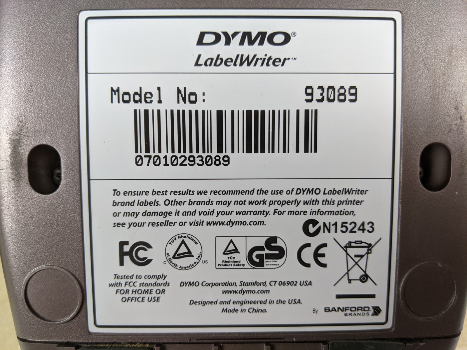 DYMO LabelWriter 400 Thermal Label Printer 93089 USB Tested Works No Power Cord