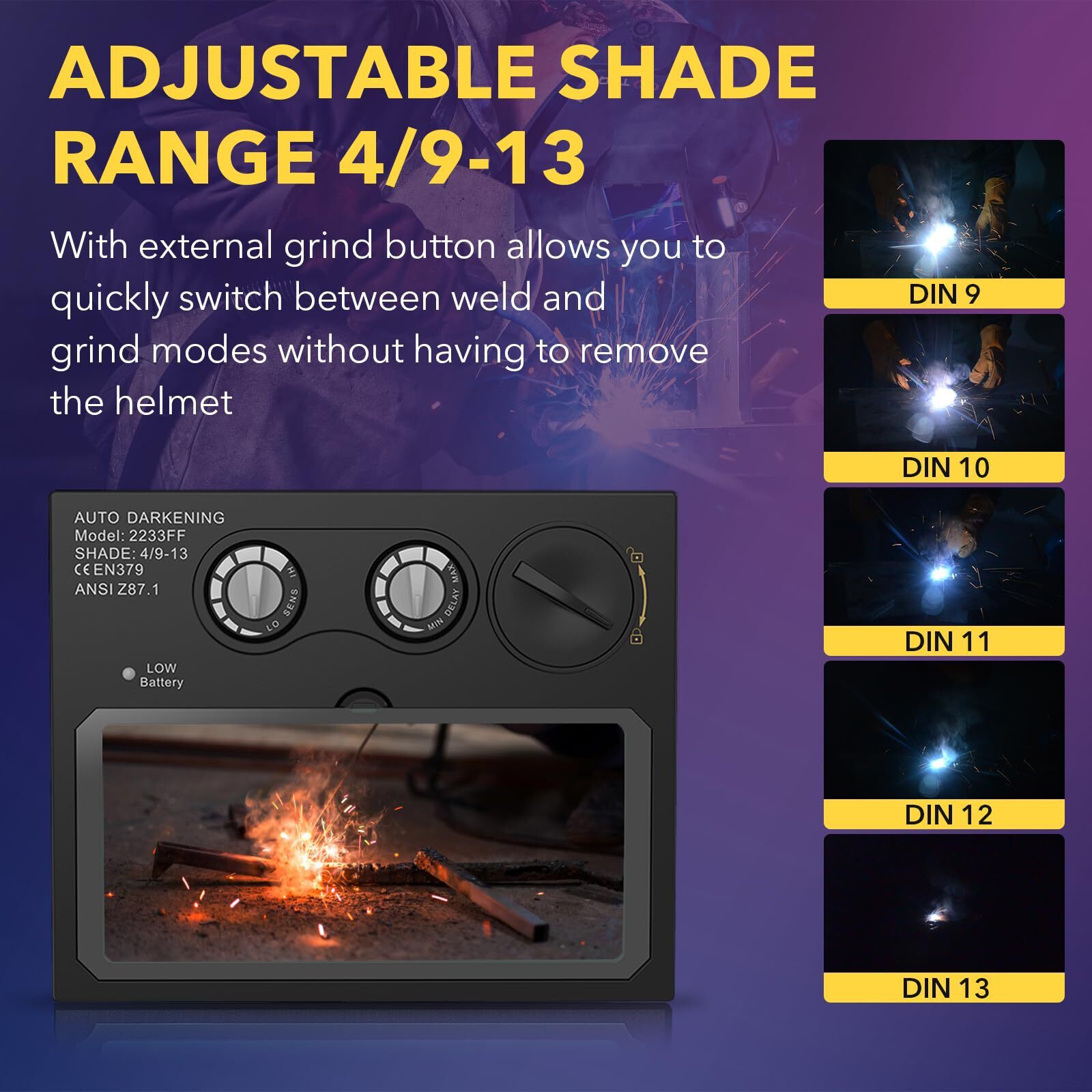 Auto Darkening Welding Lens, 4.33″x3.54″ True Color Solar Replacement Filter
