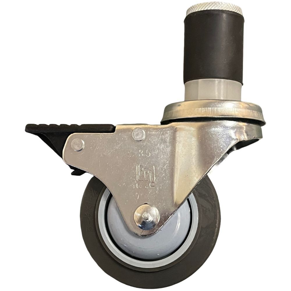 3.5″ Non-Marking Rubber Total Lock Caster Threaded Stem 1.5″ Expandable