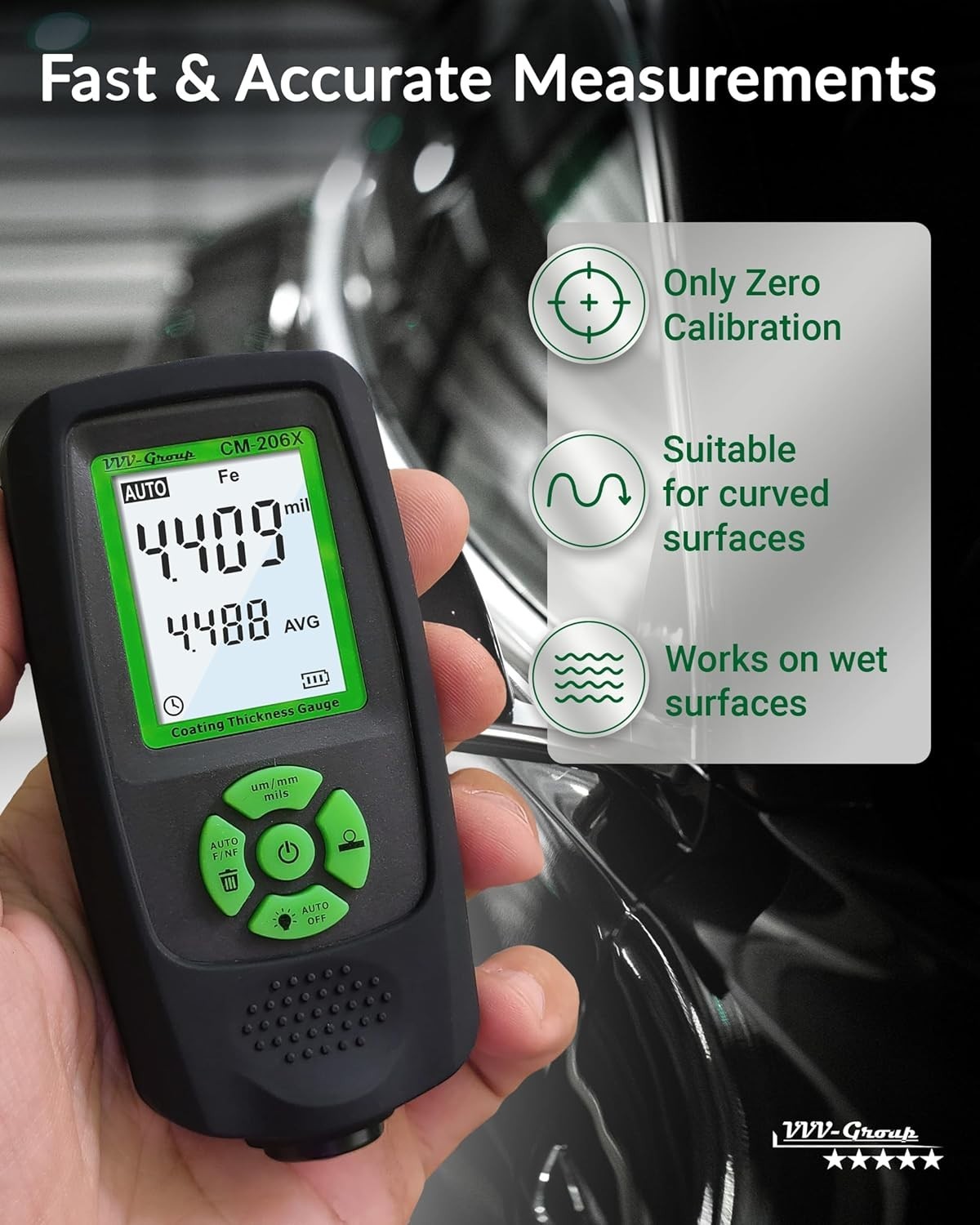 Automotive Paint Thickness Gauge for Coating Measurement with Auto Detection