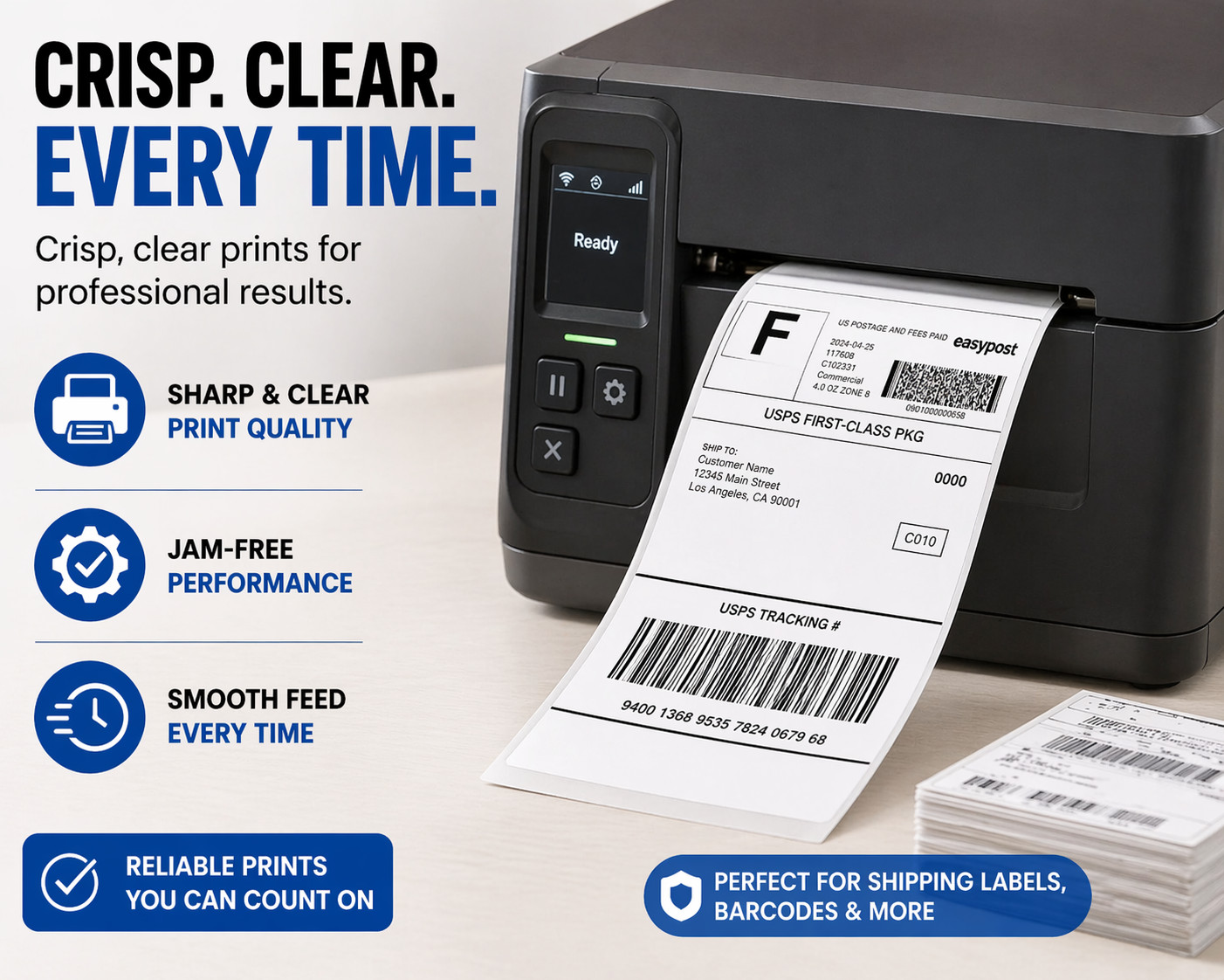 4×6 Thermal Labels 4 Rolls (1000 Total) 250/Roll 1” Core Direct Thermal Shipping