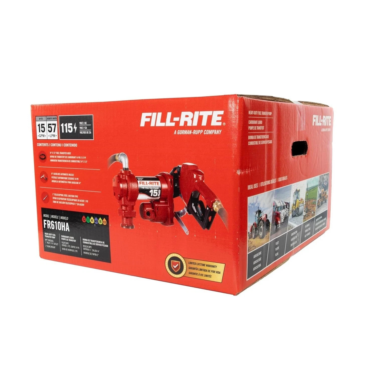 Fill-Rite FR610HA Fuel Transfer Pump, 115V AC, 15 GPM Max. Flow Rate 1/6 Hp