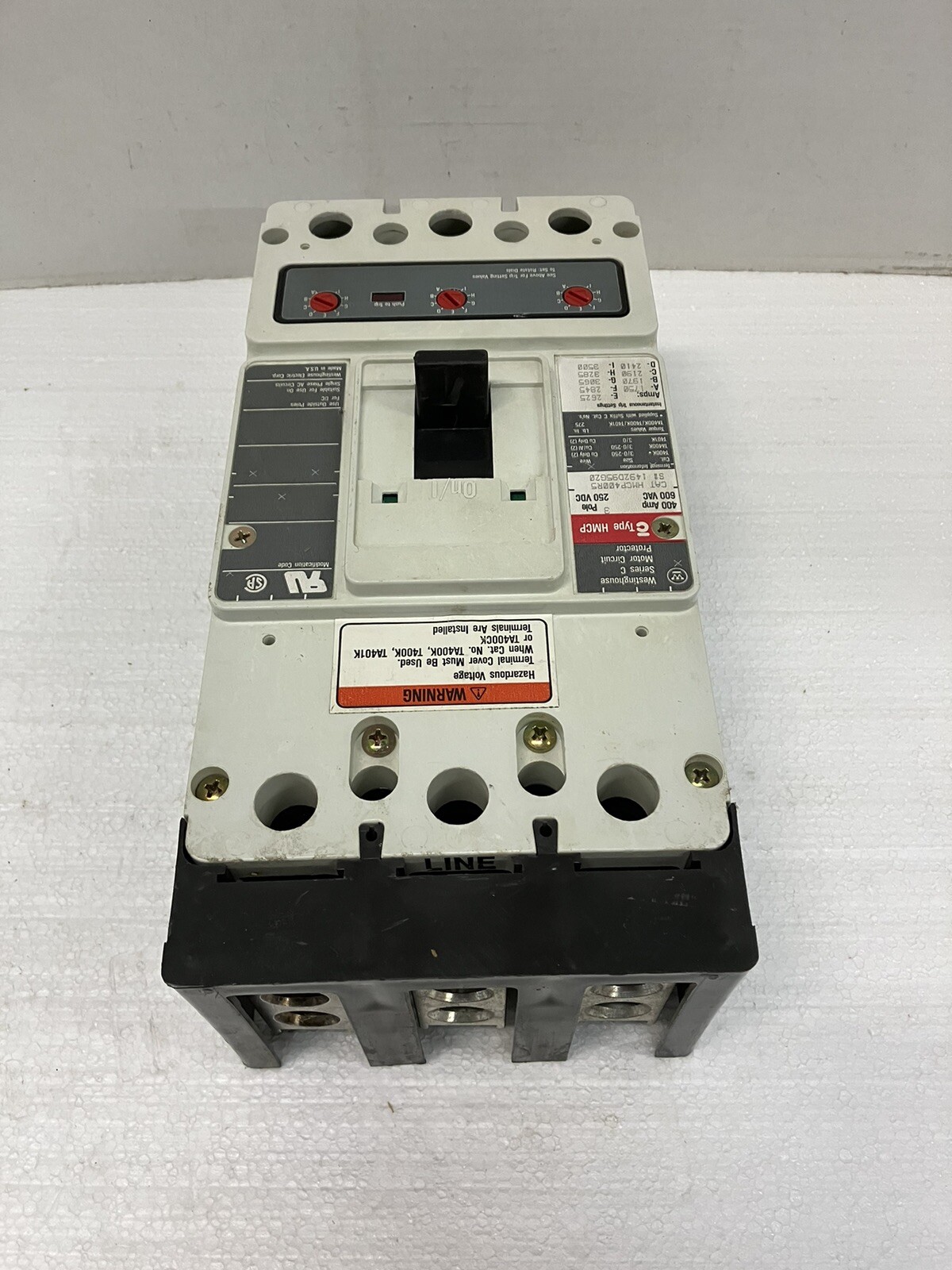 Westinghouse HMCP400R5 Circuit Breaker 400A 3 Pole 600VAC