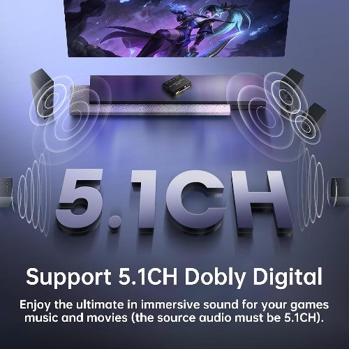 4K HDMI Audio Extractor Converter, HDMI Audio Video Splitter Adapter + Optical