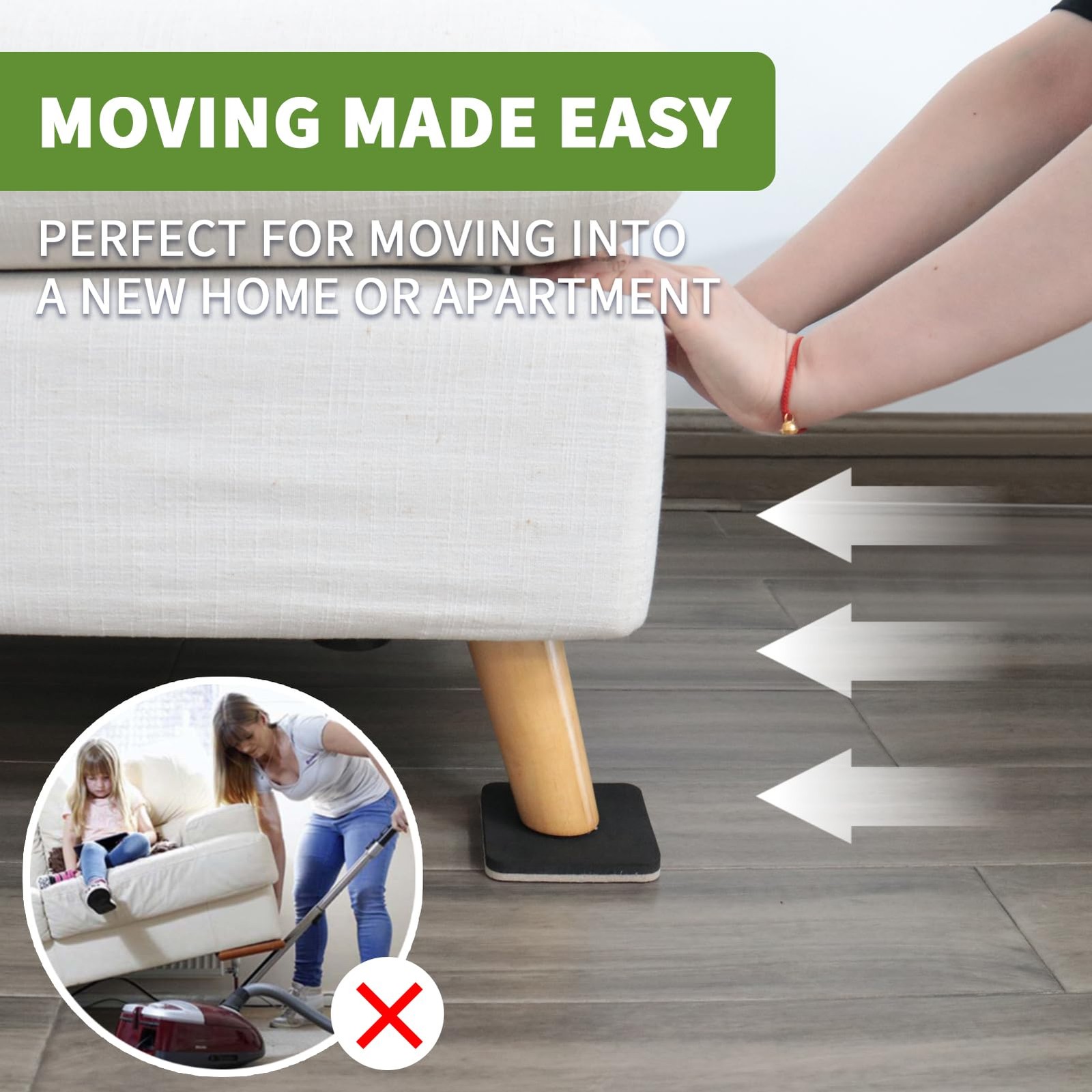 COVERCORNER Felt Furniture Sliders for 8 PCS 3 1/2» Beige, Beige+black