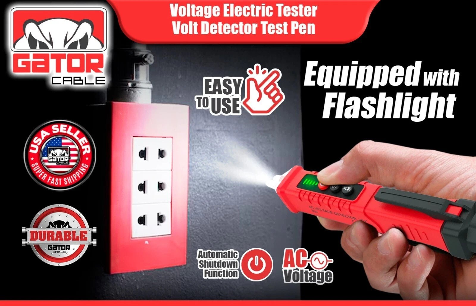Voltage Electric Tester Volt Detector Test Pen Non-Contact Sensor AC DC 12-1000V