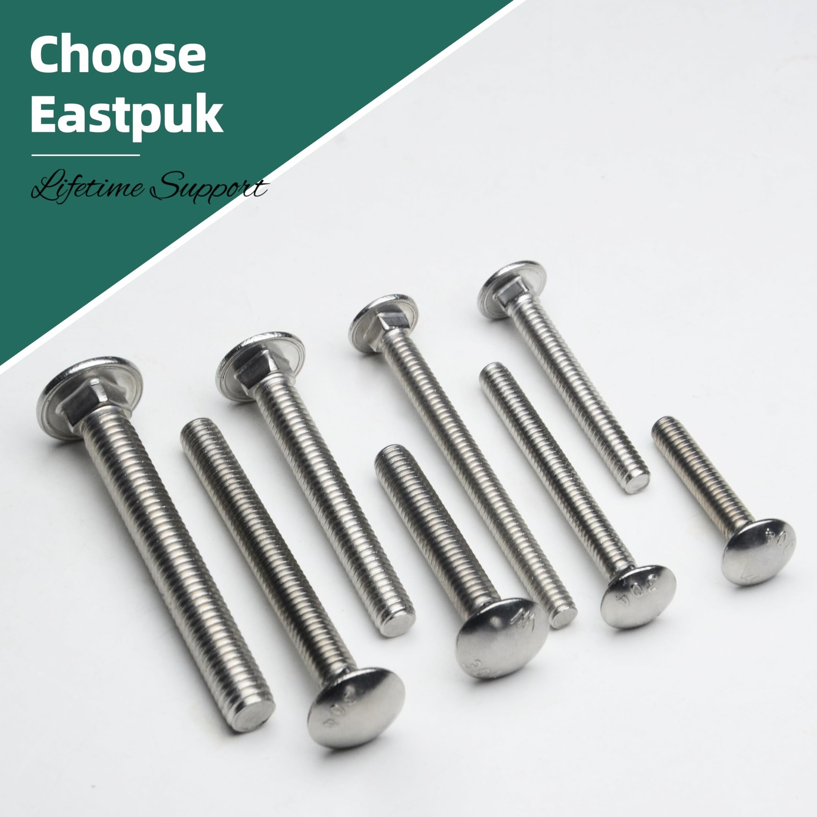 EASTPUK 60Pcs 1/4-20 Carriage Bolts Assortment Kit with Nuts and Washers, 304…