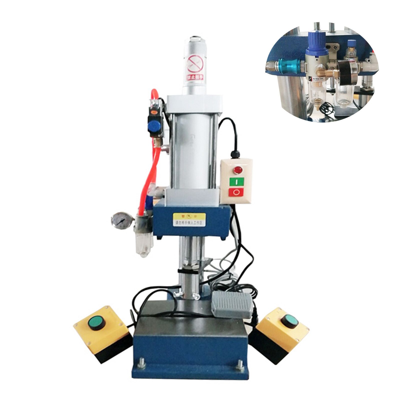 660Lb/300kg Vertical Pneumatic Punch Machine w/Control Button&Foot Switch 110V