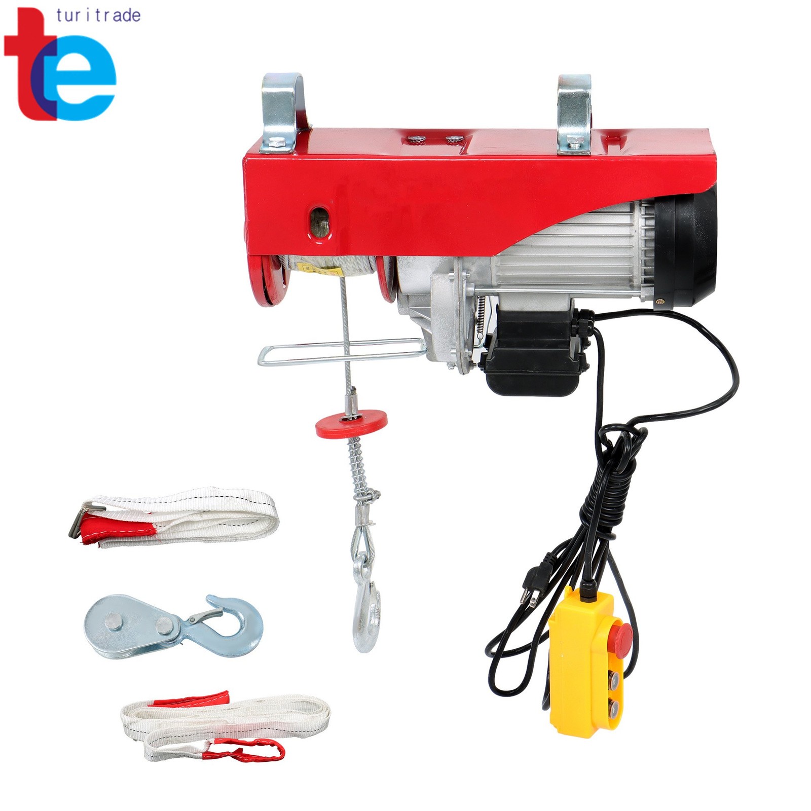 Crane Winch Mini Electric Hoist 2200lbs 14ft Wired Remote Control 1600W 110V