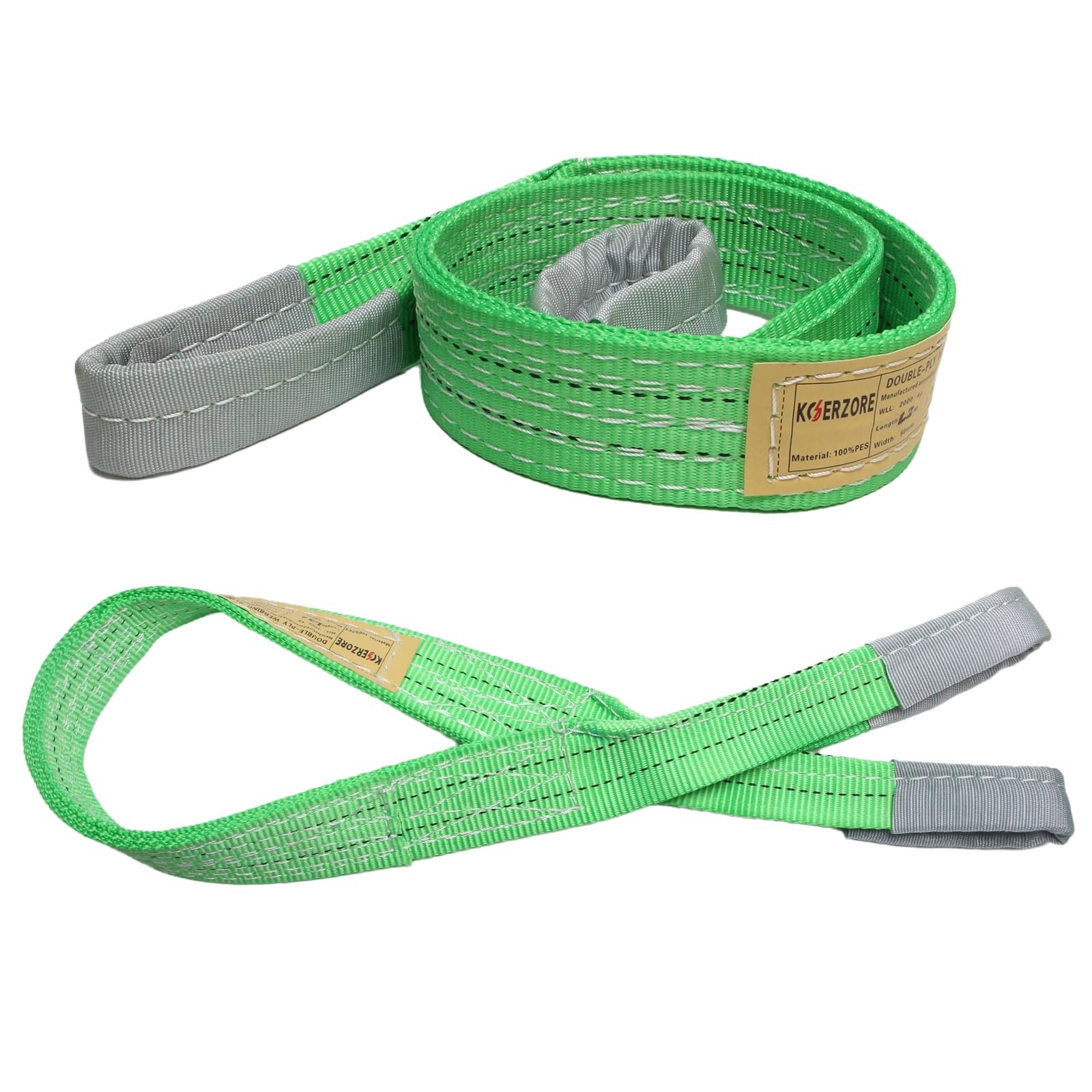 2-Pack 2.2″x4 Ft Heavy Duty Lifting Straps 4400 lbs Capacity Web Sling Set Hoist