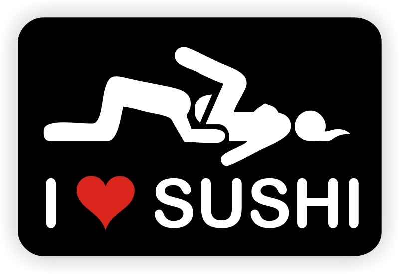 Funny Hard Hat Sticker | I LOVE SUSHI | Motorcycle Dirt Bike Helmet Cool Decal