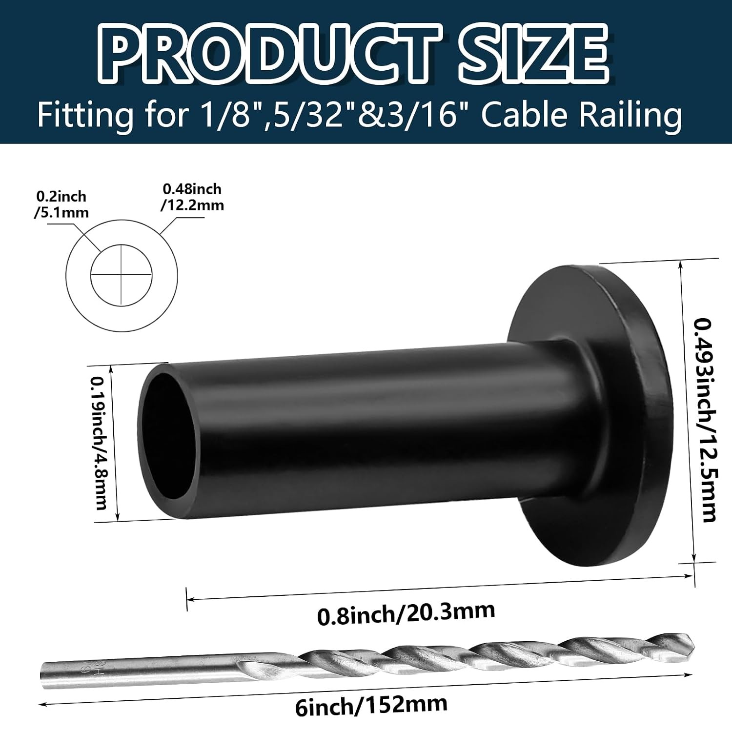 66 Pcs 1/8 inch Cable Railing Protector Sleeves for Wire Railing Deck Cable