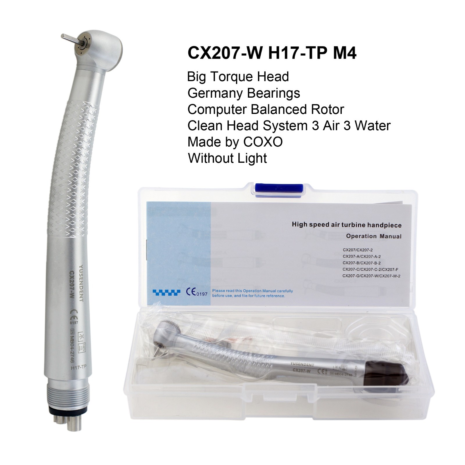 COXO Dental High Speed Turbine 4 Hole LED Handpiece Self Power E-generator NSK
