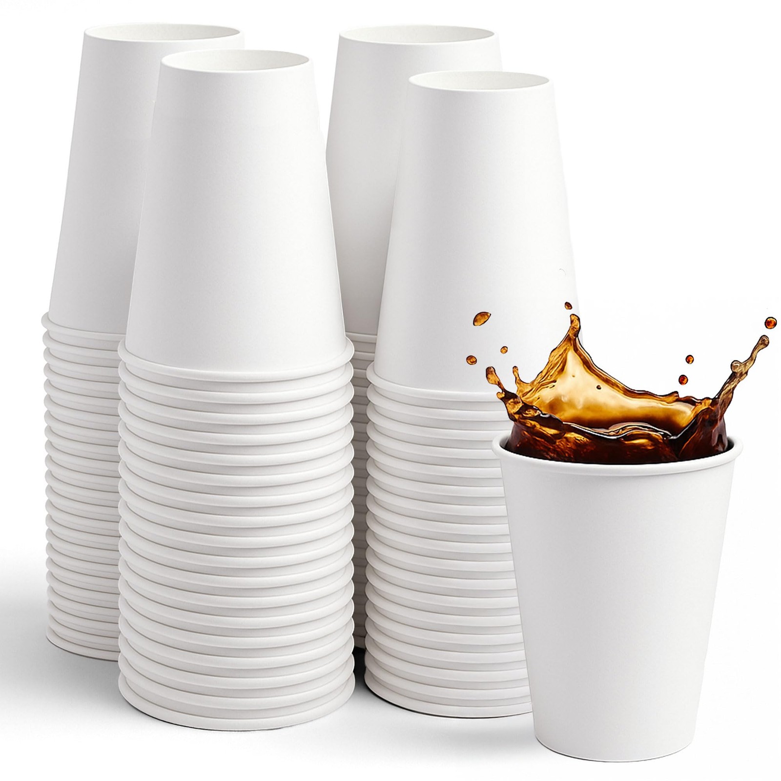 Freshware Coffee Cups 12 oz [300 Pack] Disposable Paper for 12 oz, White