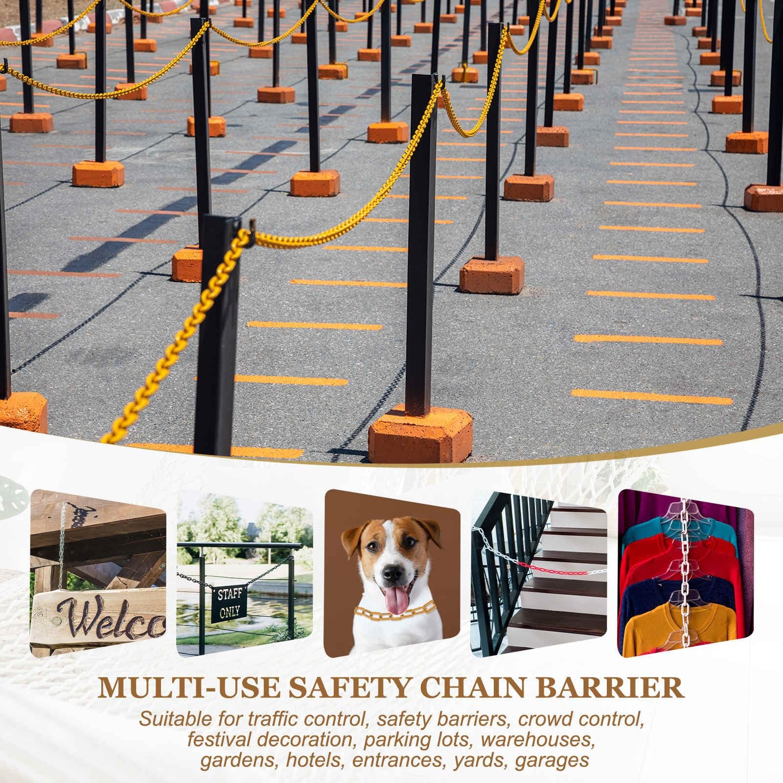 Plastic Chain 100 FT/30.5 M, Safety Chain Orange Plastic Chain Link Barrier w…