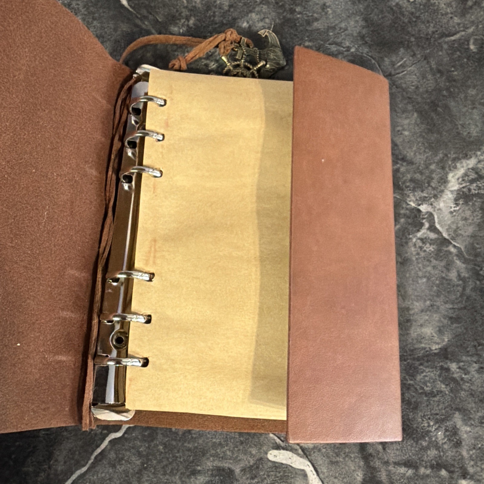 Maleden Nautical PU Leather Journal Refillable 6 ring Compact Binder Craft Paper