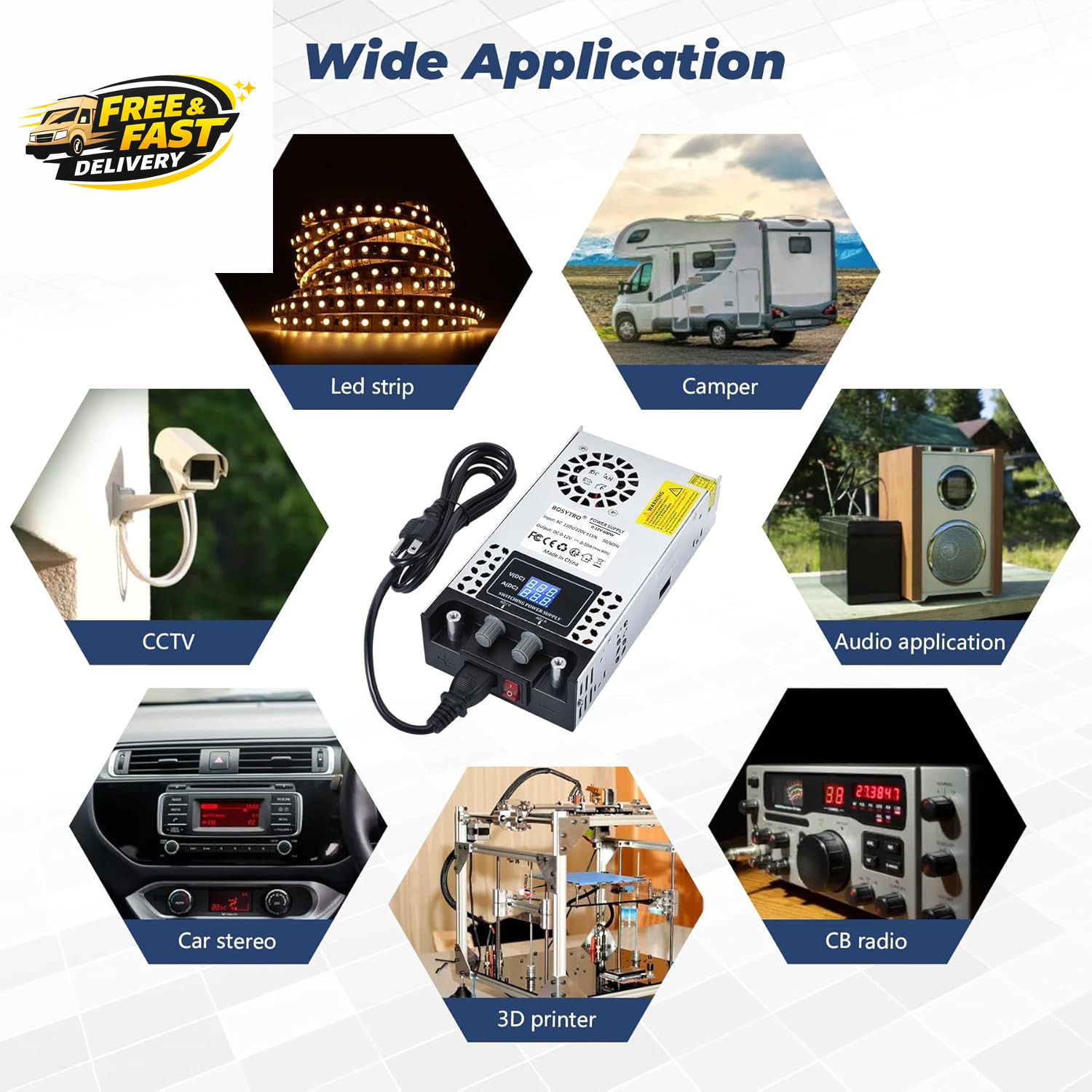 AC to DC Converter 110V-12V DC Power Supply Adjustable 0-24V 0-25A SMPS Max 600W