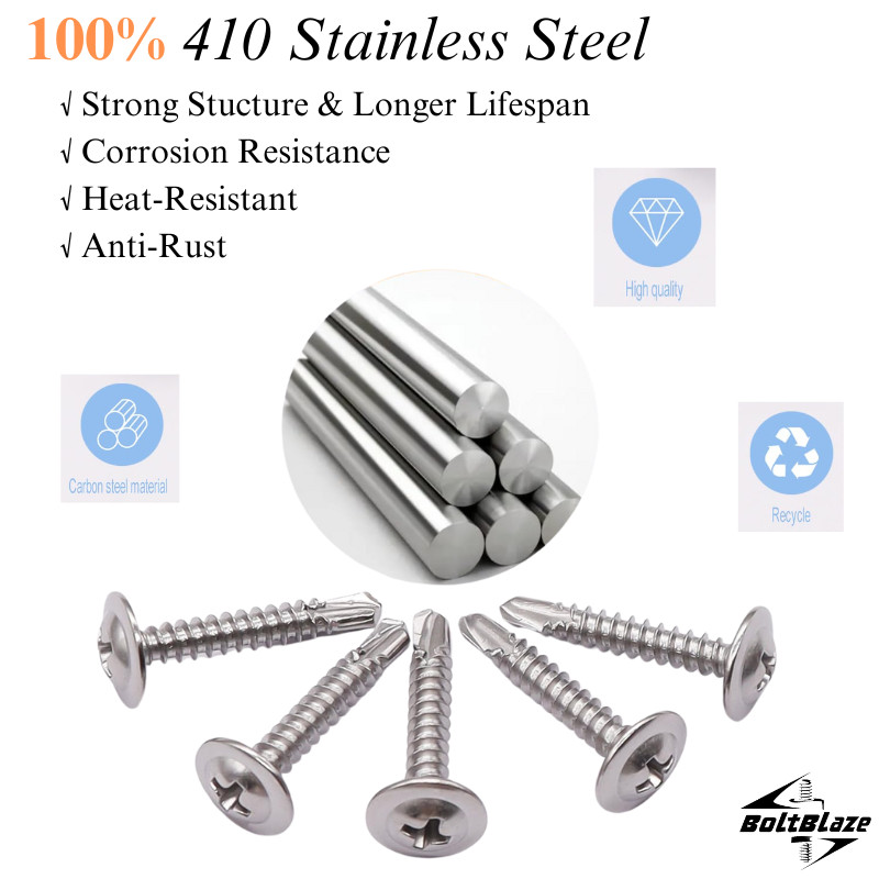160-Piece #8 Stainless Steel Self-Tapping Screw Kit for Metal & Wood Projects