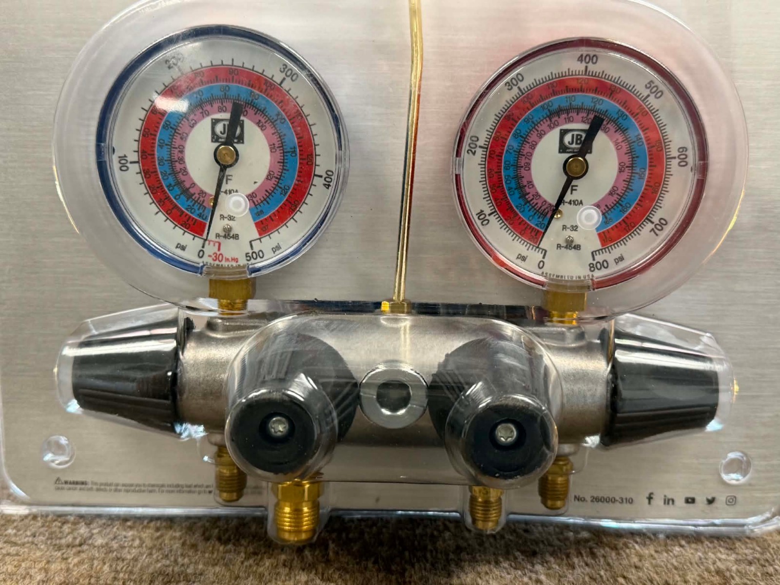 Jb Industries Zeppelin 25633 4-Valve Aluminum Charging & Testing Manifold Gauge
