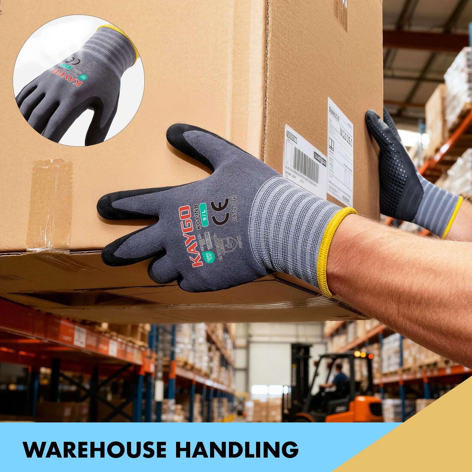 MicroFoam Nitrile Coated Work Gloves, 3 Pairs KG19N Seamless Knit Nylon, Micr…