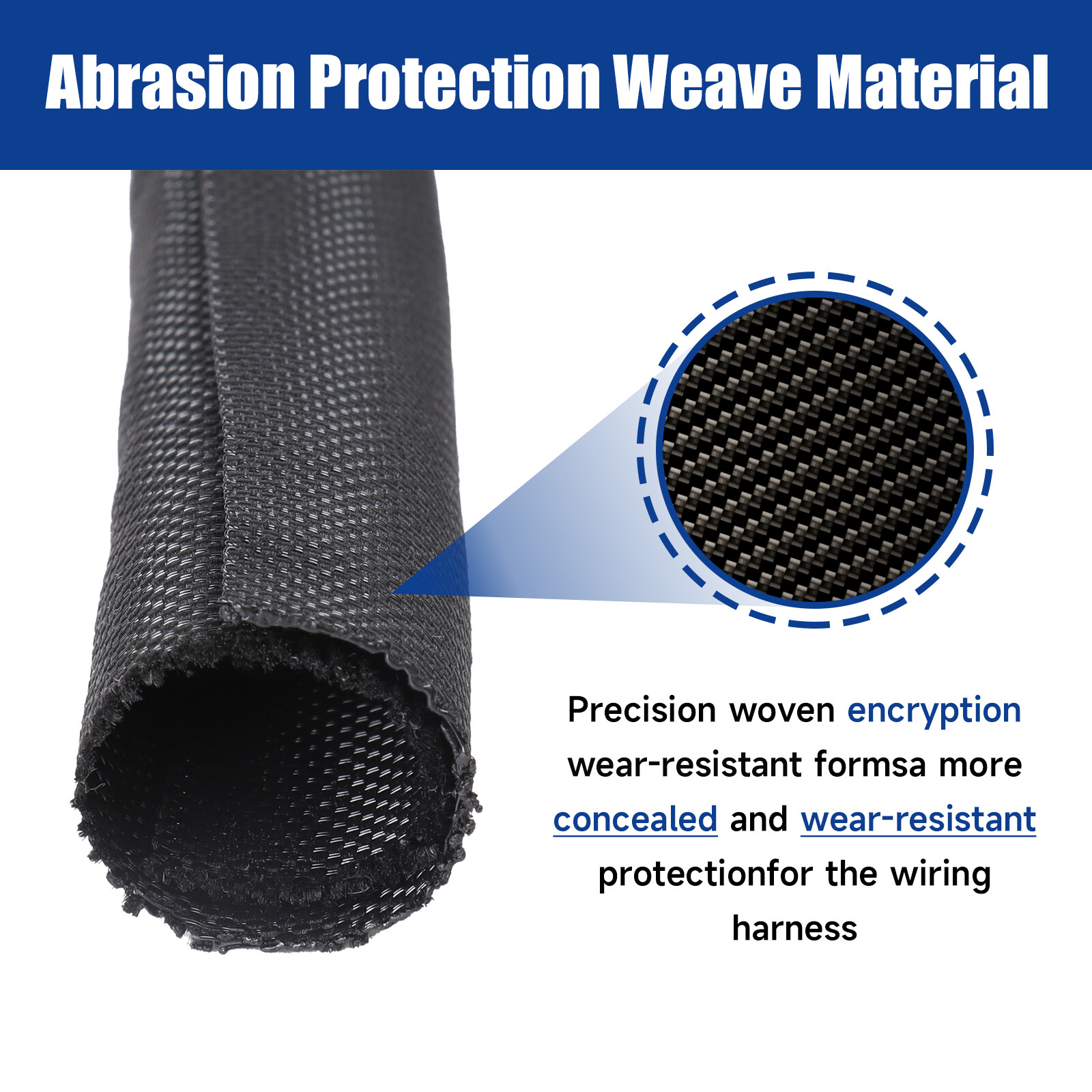 Braided Split-Sleeve Wire Loom for High-Temp Auto Harness Wrapping 5’&28’Length