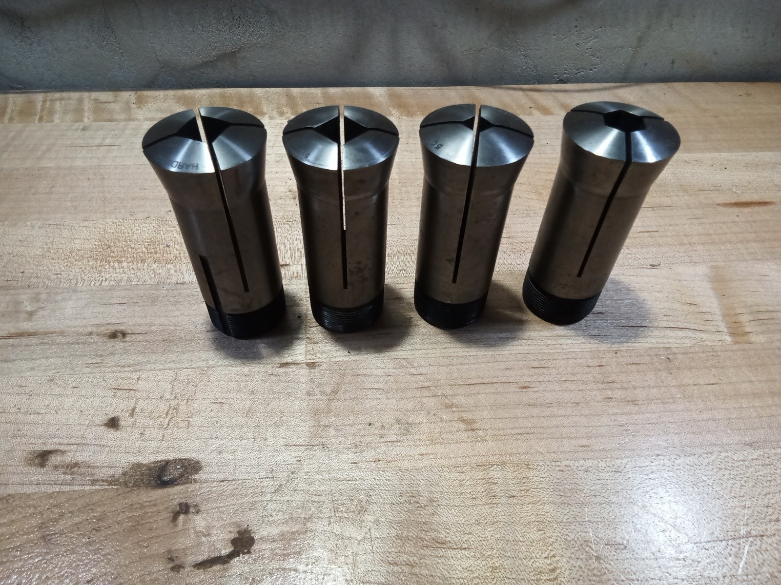 lot of 4 HARDINGE 5C collets square and hex internal/external threads