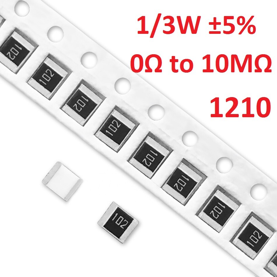 1210 SMD/SMT Resistors 1/3W Chip Resistance ±5%- Range of ( 0Ω to 10MΩ )