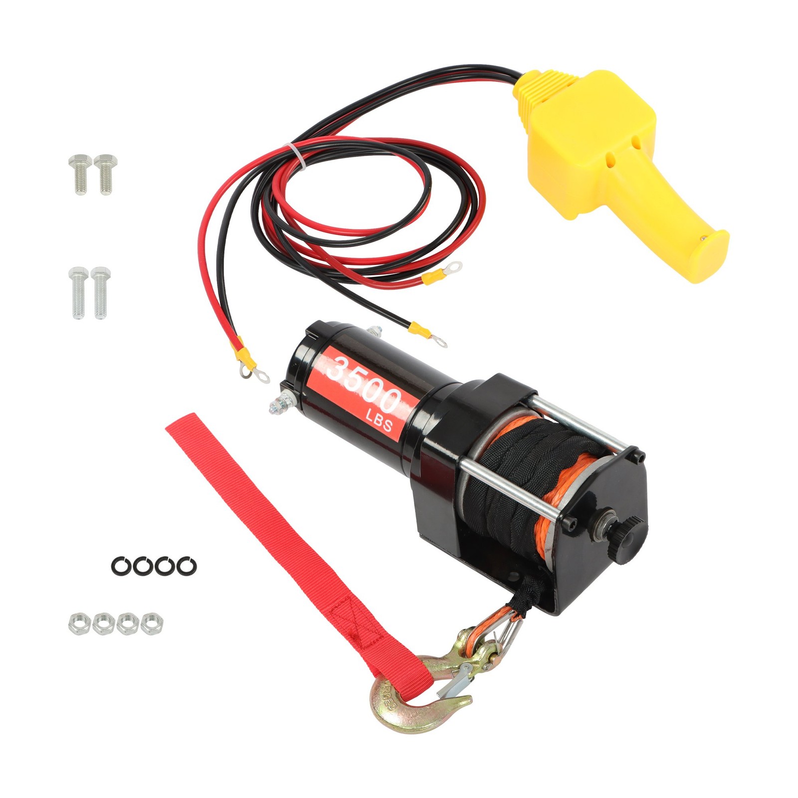 3500lbs Electric Winch 12VDC/1.5HP Copper Motor With 3/16″ x 39′ Synthetic Rope