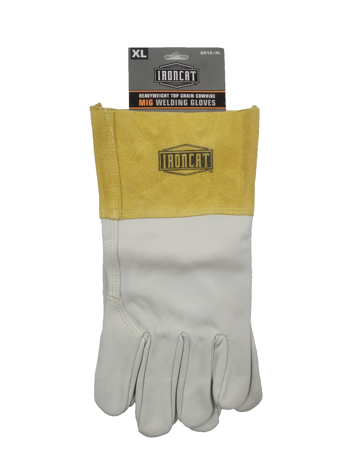 Ironcat Welding Gloves, Gauntlet Cuff, Wing Thumb, A Cowhide, XL, 9 PK 6010/XL