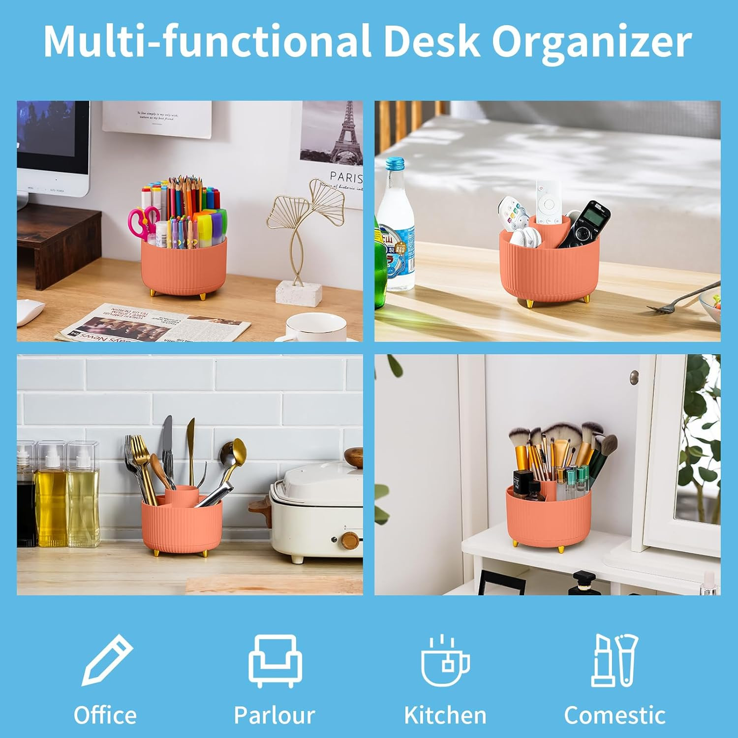Desk Organizer, 360-Degree Rotating Pen Holder, Desk Organizers and Accessories