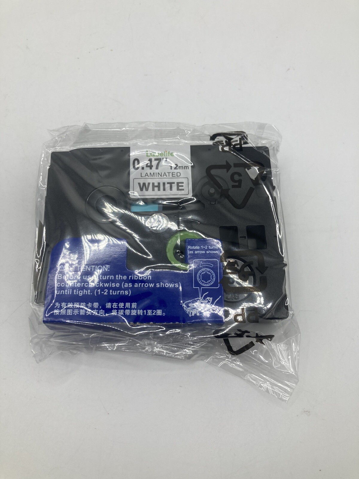 Labelife TP-231-12mm Laminated White Label Tape for Label Maker .47″