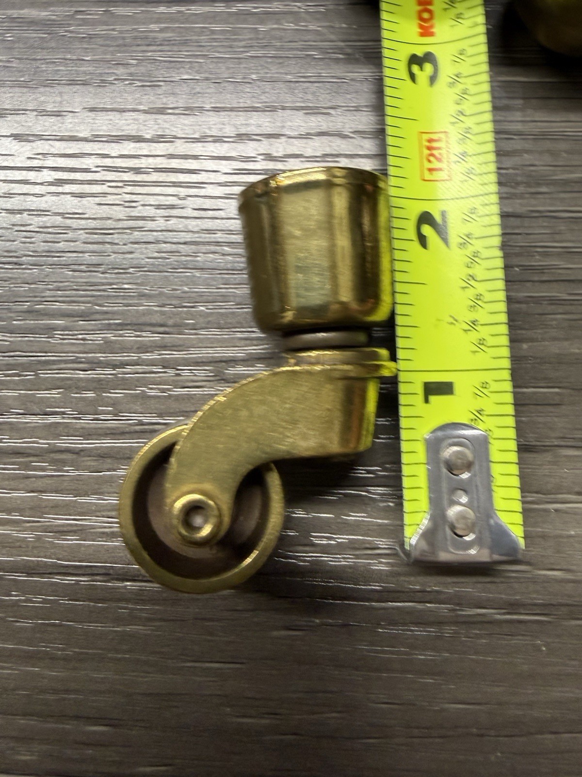 4 Brass Wheels Furniture Swivel Casters Fits 3/4” Diameter Tapered Leg NOS