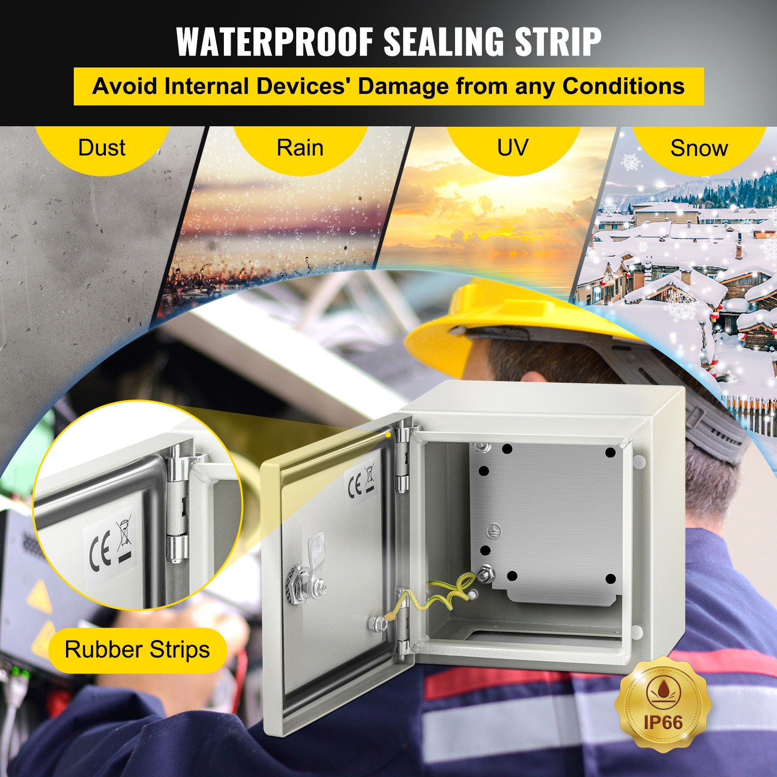 VEVOR 8» 10» 12» Metal Electrical Enclosure IP65 Waterproof Wall Junction Box