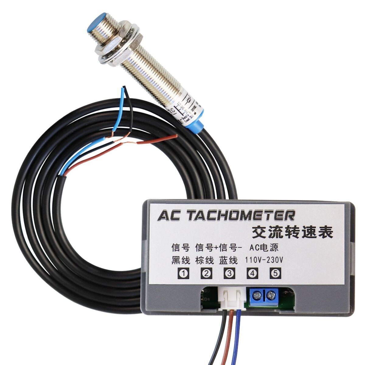 AC 110V 220V Digital Led Motor Speed Tachometer RPM 10-9999 Hall Meter Gauge