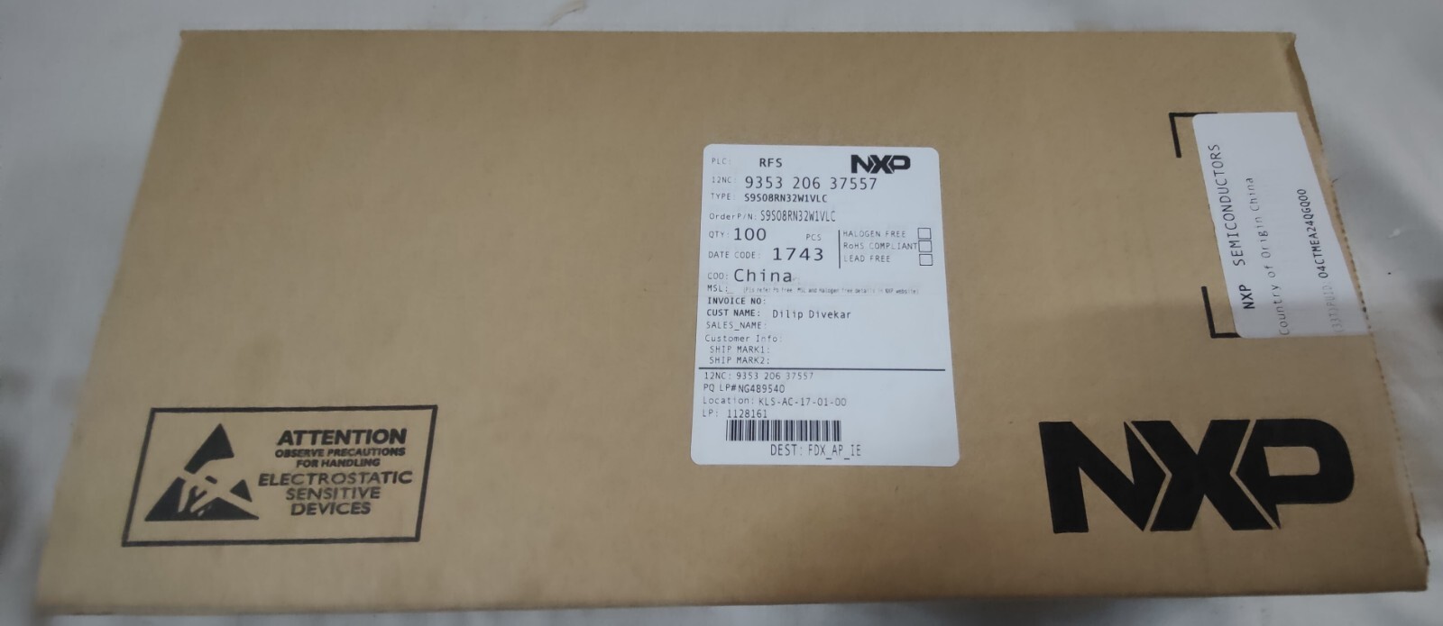 NXP S9S08RN32W1VLC Microcontroller IC 8-Bit 20MHz 32KB FLASH 32-LQFP (100 Pcs)