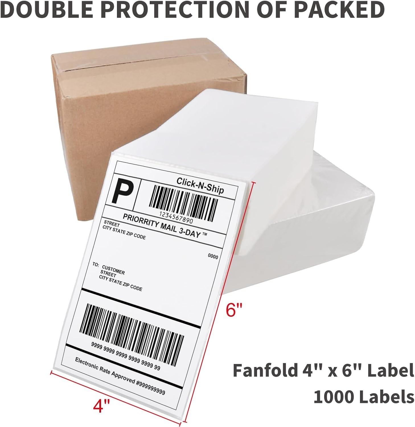Dual Stack 1000 Count 4×6 Thermal Labels – Easy Separation & Strong Adhesive