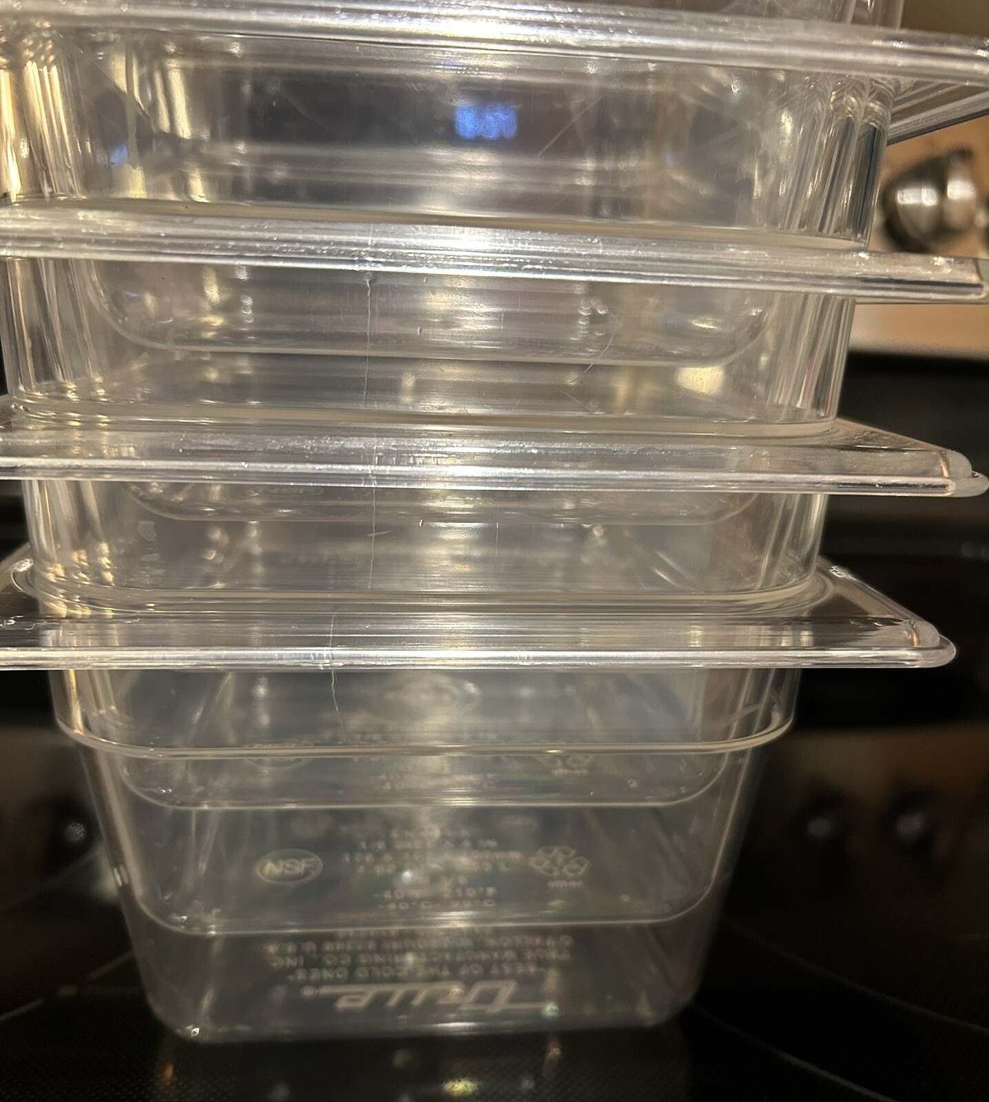 6 Each True Clear Food Pan 1/6 Size 4” Deep NSF Commercial Prep Polycarbonate