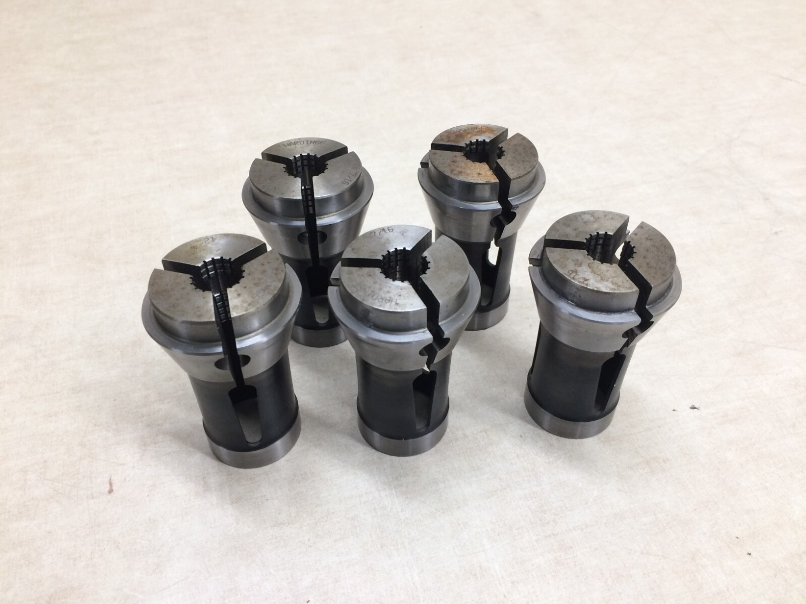 Lot of 5 Hardinge 7/16″ Brown & Sharpe No. 21 Waffle Pattern Collet Tool