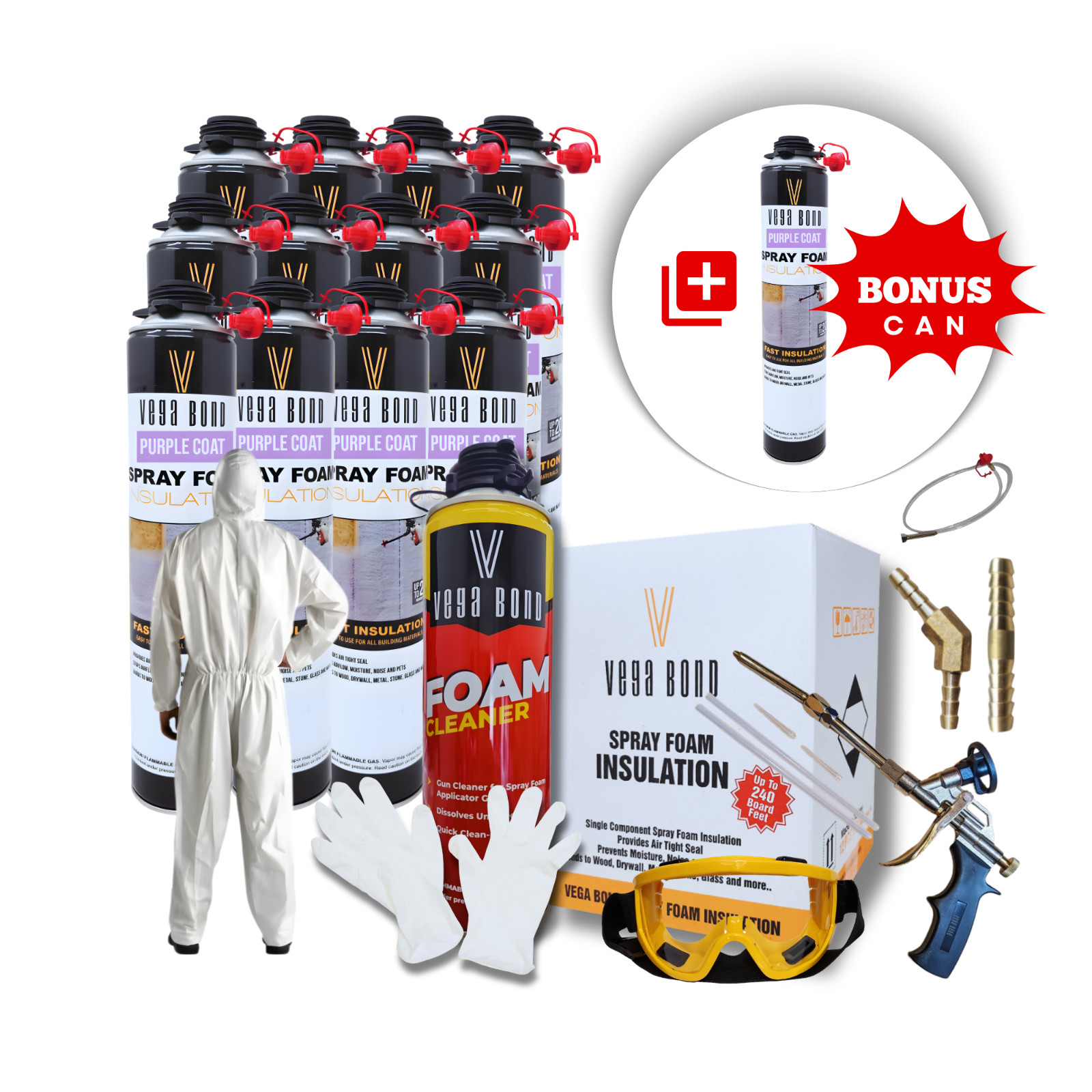 Vega Bond Purplecoat Closed Cell Insulation Spray Foam -Covers 240 BF-12pack Set