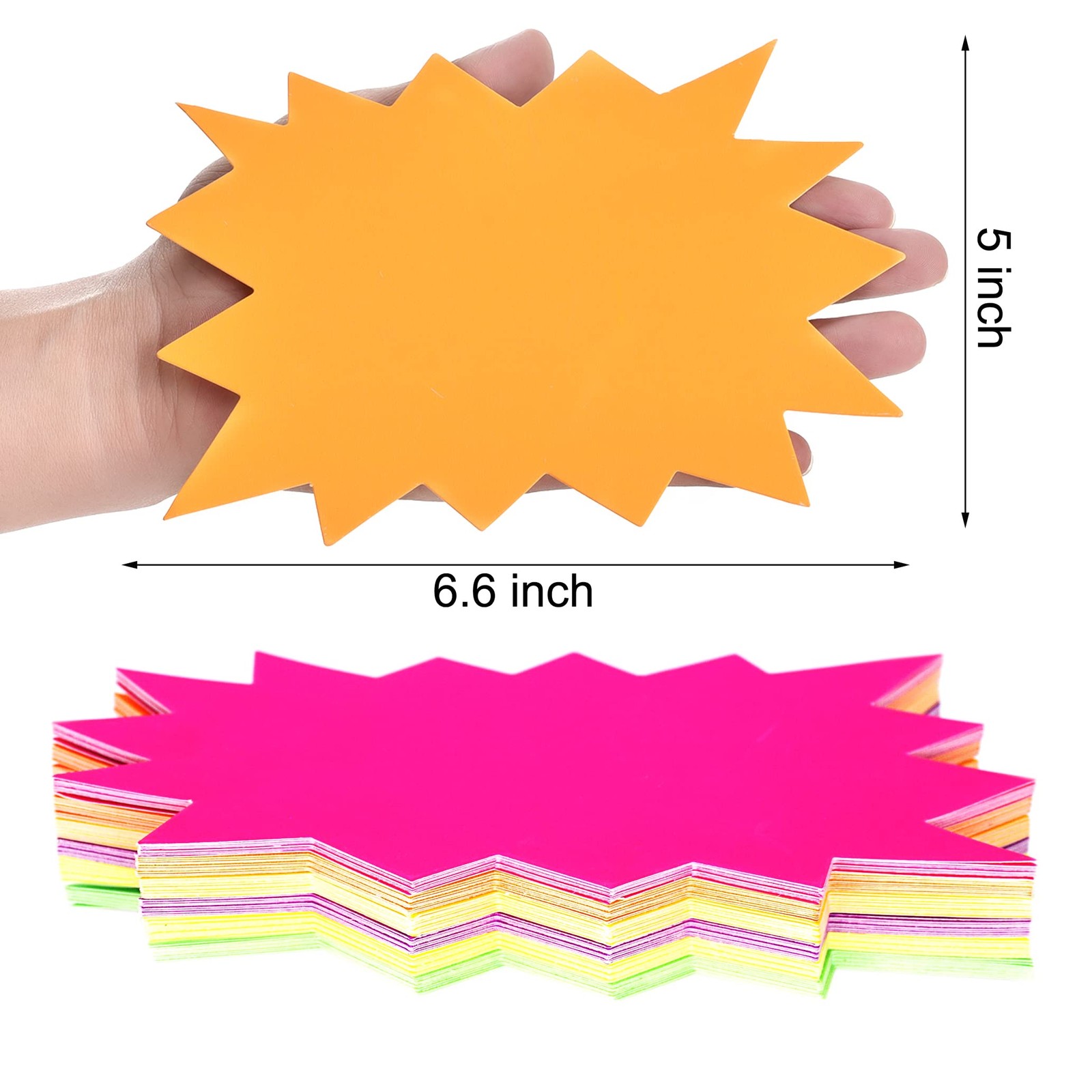 5×6.6 Inch 60Pieces Fluorescent Neon Signs,Burst Star Cutouts Signs for Retail
