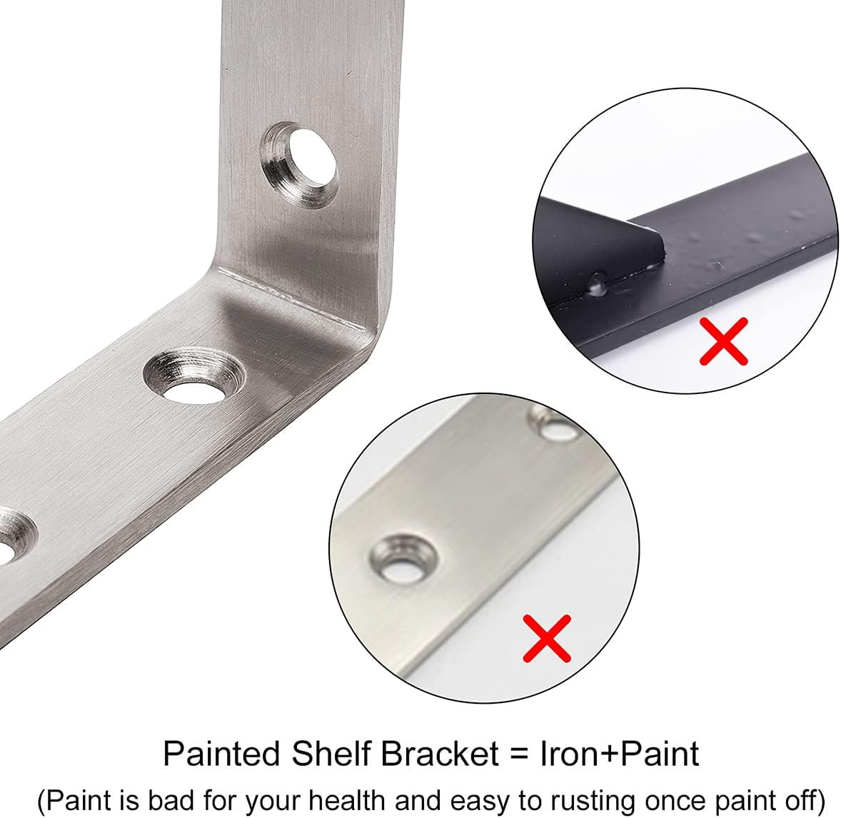 L Bracket, 5″ X 3″ Max Load: 35Lb/15Kg Heavy Duty Stainless Steel Solid Shelf Su