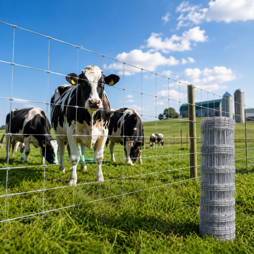 Livestock Fence,4.9*328FT Galvanised Iron Wire Farm Fence Deer Goat Cattle Fence