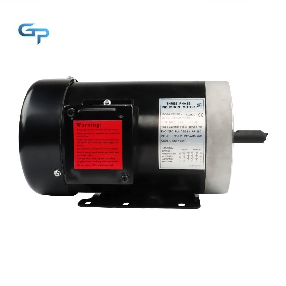 2 HP General Electric Motor 3 Phase 56C Frame 1800 RPM TEFC 230 / 460 Volt New