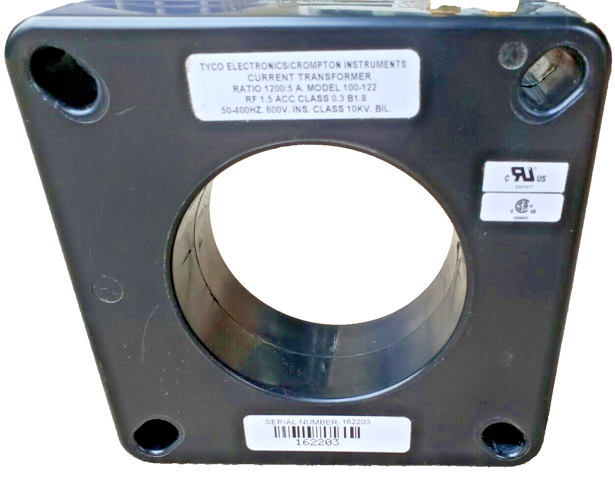 TYCO 100-122, 100122 Ratio 1200:5 A CURRENT TRANSFORMER 10KV. BIL. (Brand New)