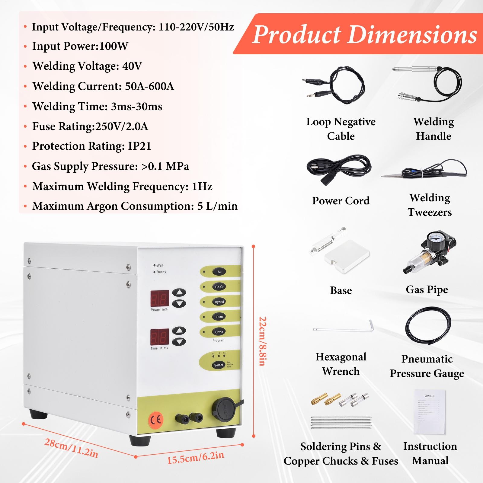 Jewelry Spot Welding Machine, 110V 60Hz Pulse Argon Arc Permanent Jewelry Welder
