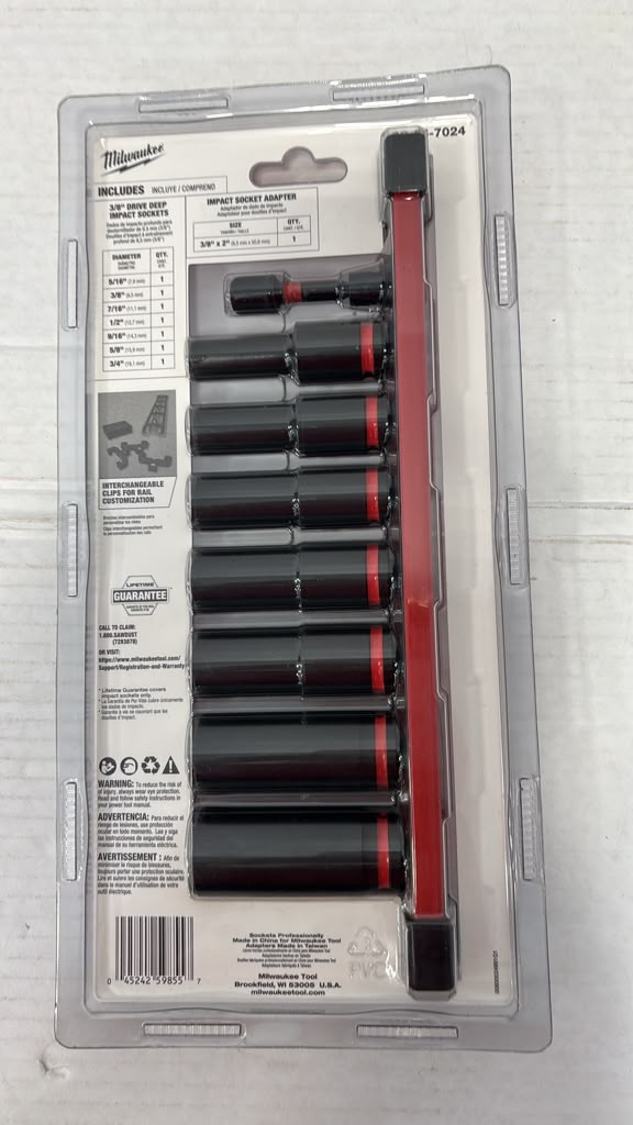 Milwaukee 49-66-7024 8PC SHOCKWAVE Impact Duty 3/8″ Drive SAE 6-Point Socket Set