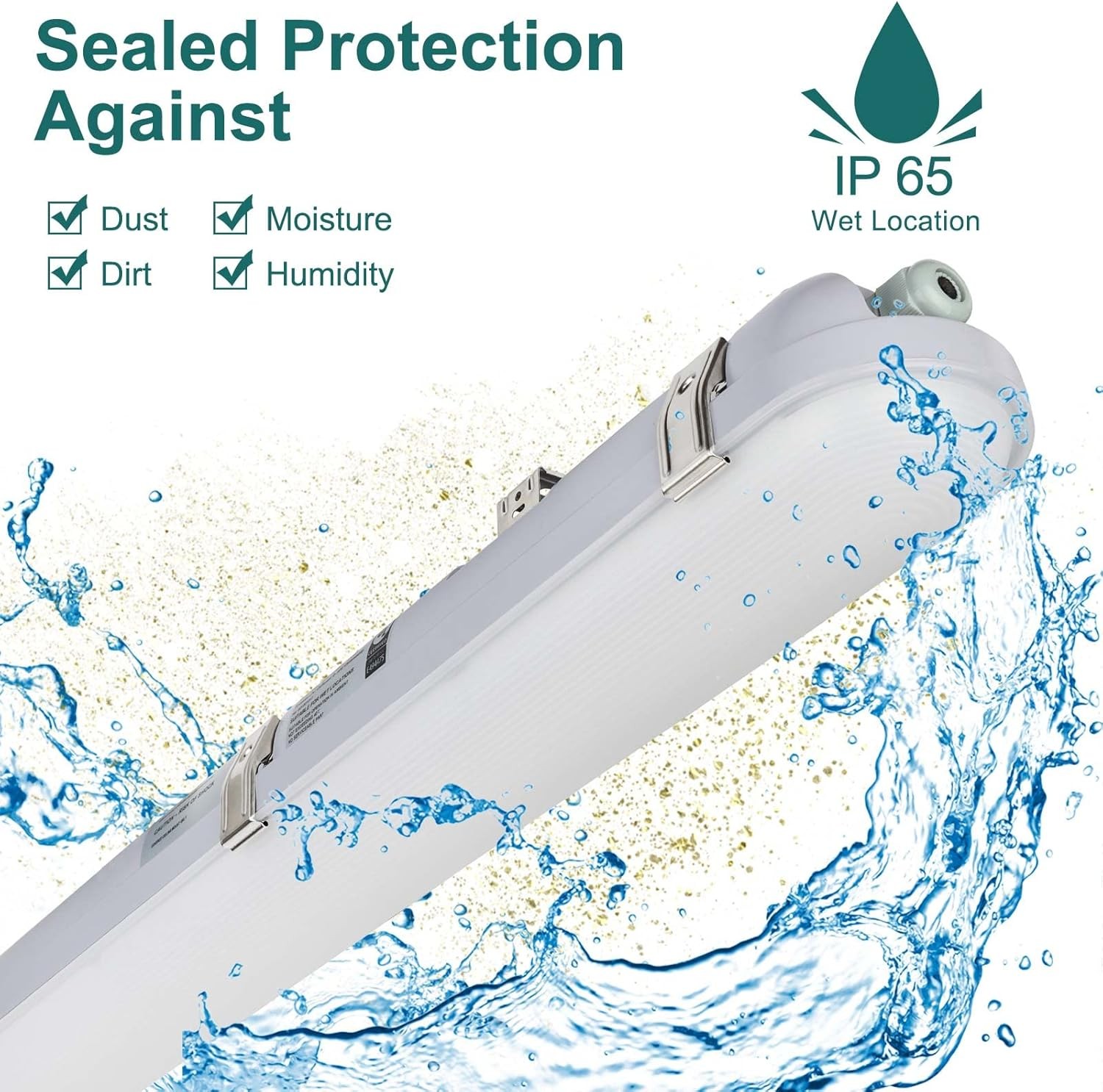 4FT Vapor Tight LED Fixture 40W/32W/24W 4800lm 5000K 0-10V Dimmable