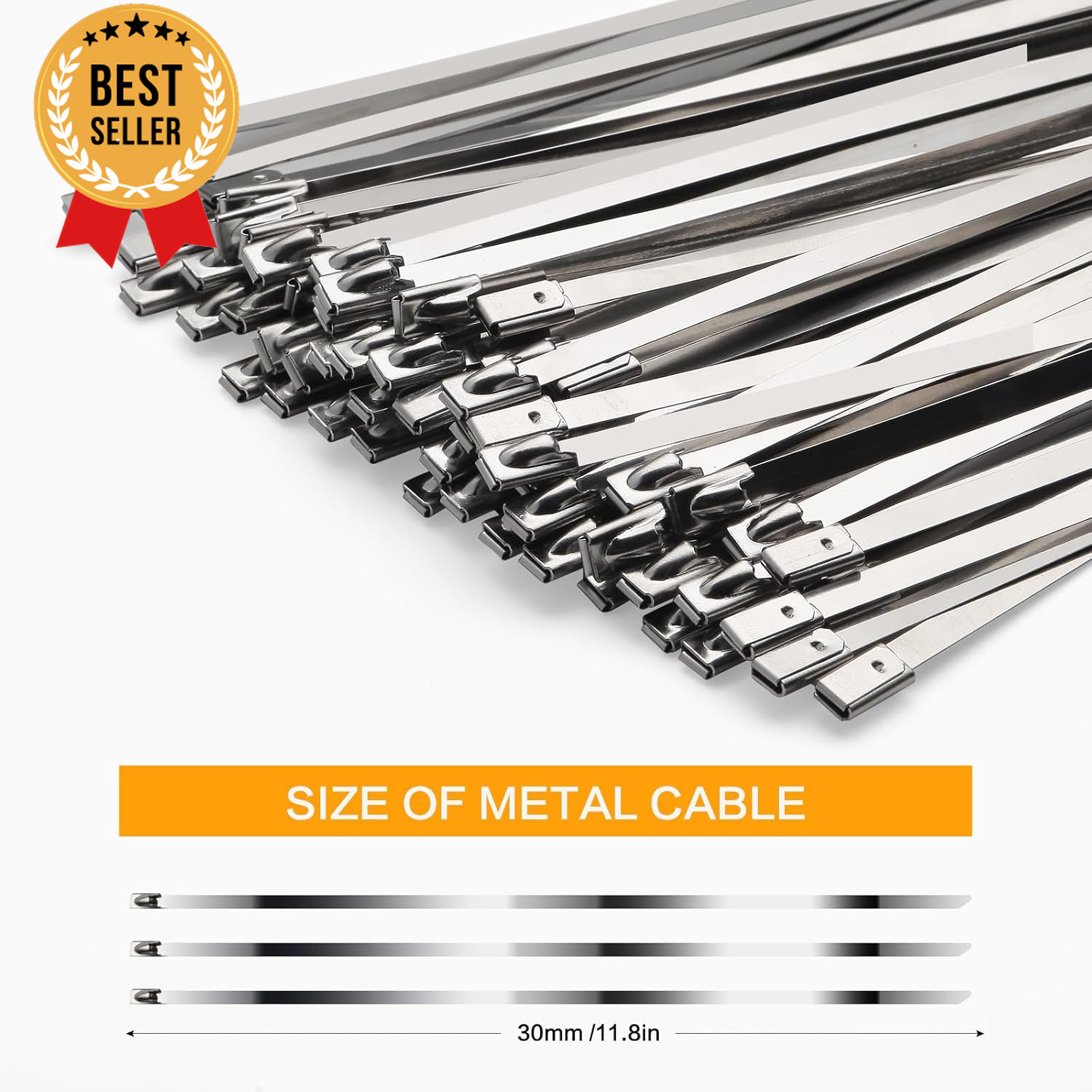 100Pcs Metal Zip Ties 11.8In Stainless Steel Self Locking Heavy Duty Cable Ties