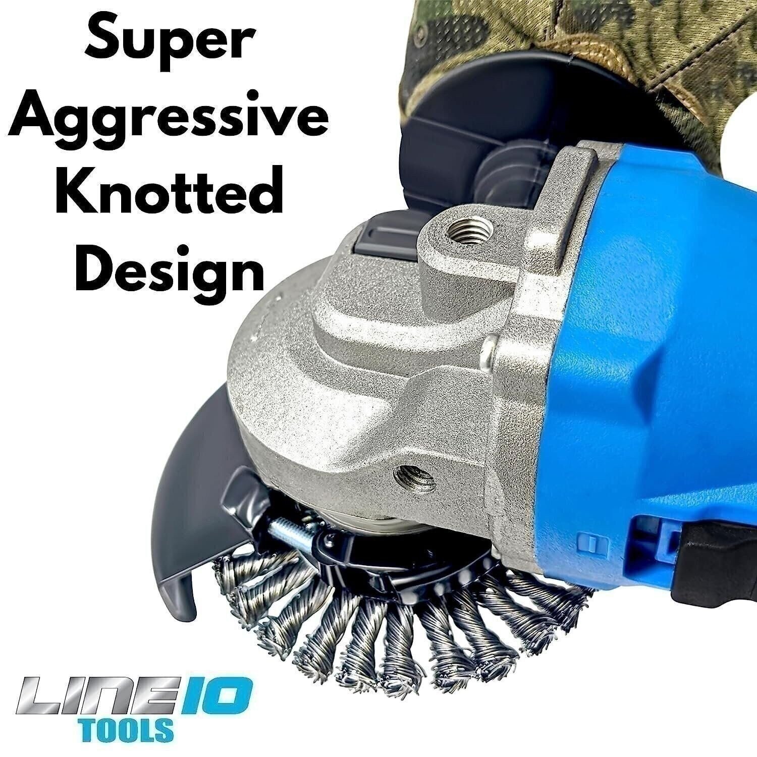 LINE10 Tools 4pk 4-Inch Knotted Circular Wire Wheel Brush for Angle Grinder,…